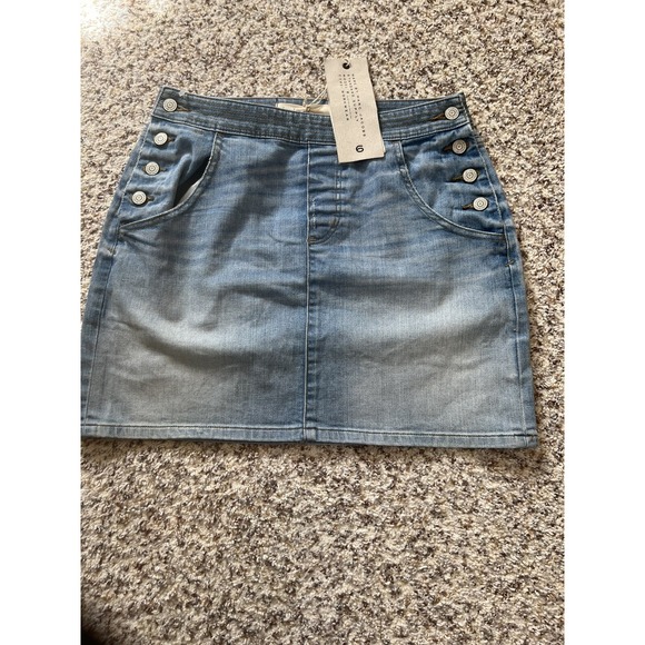 Marc Jacobs New Short A Line Denim Skirt Sz 6 Lightwash Blue Jean $178